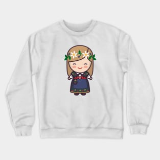 Cute Traditional Scandinavian Girl Crewneck Sweatshirt